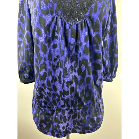 ✨2/$20 *Flawed Lane Bryant Sequin Leopard Print Cold Shoulder Plus Size 14/16 1X - Picture 5 of 16